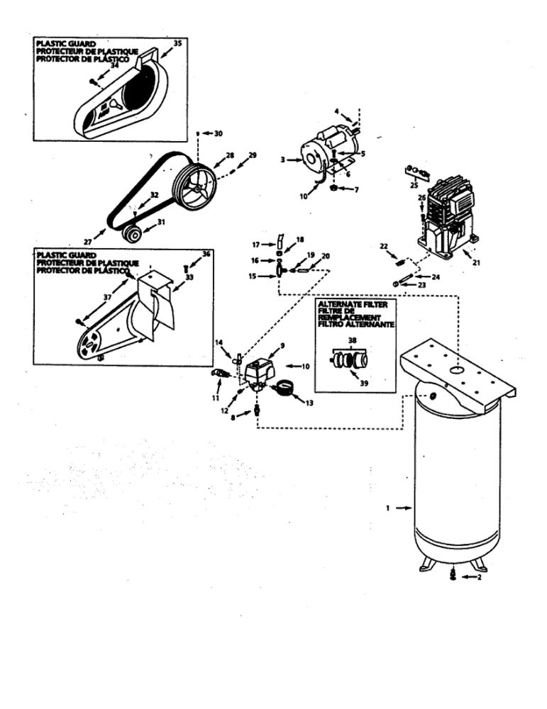 Air Compressor Diagram and Parts List for VT6329  Campbell Hausfeld Compressor